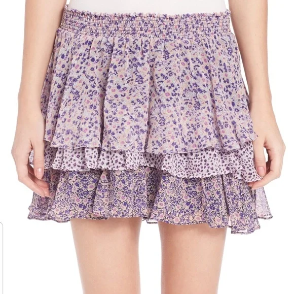 Joie Tiarella purple floral silk mini skirt - Picture 2 of 8